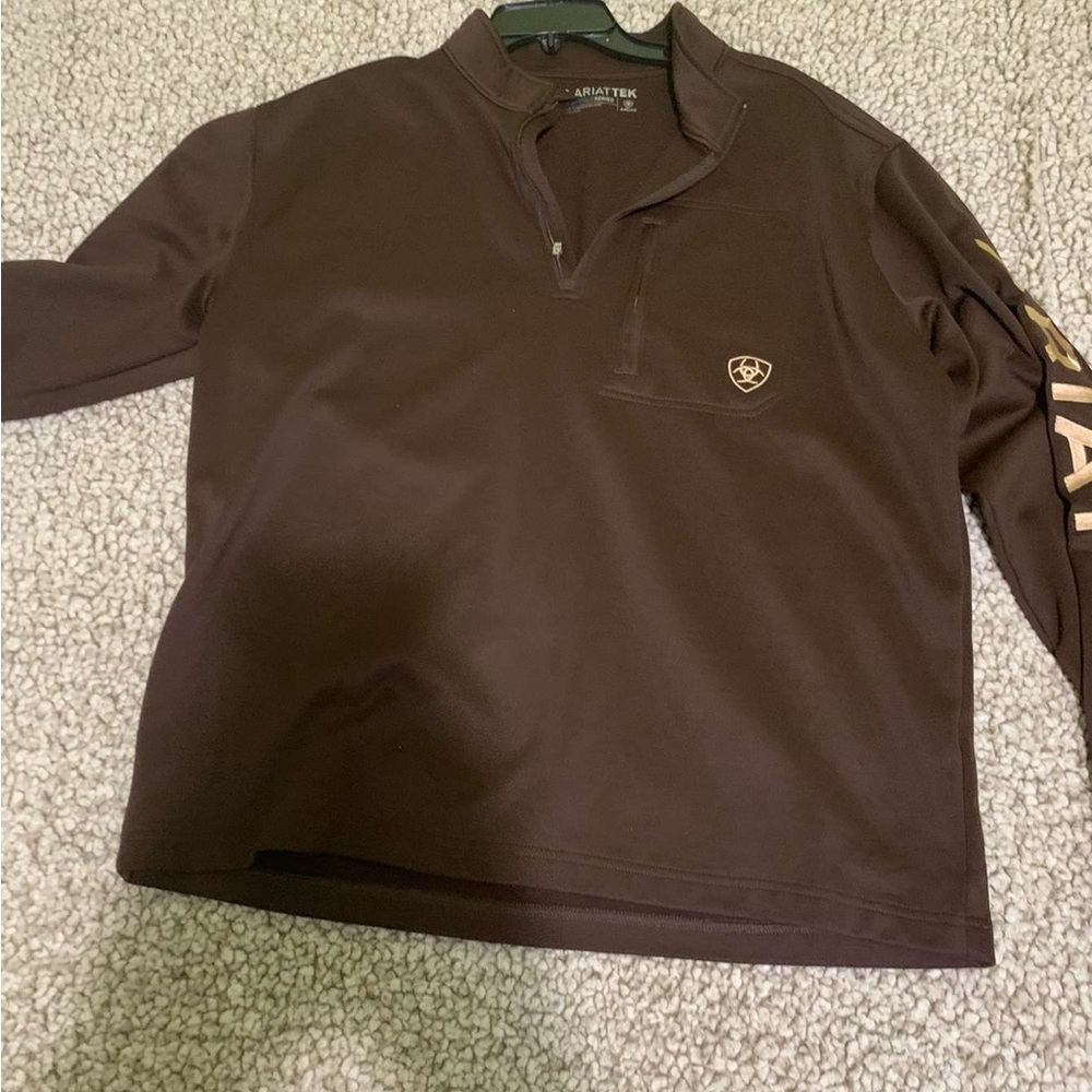 Half zip pull over, Brand: Ariat, Color: Brown, Gold